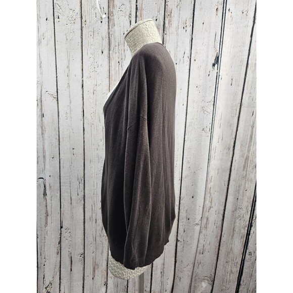 LM Women's L Weekend Max Mara Brown Silk Linen Sheer Oversize Cardigan Sweater - Picture 2 of 7